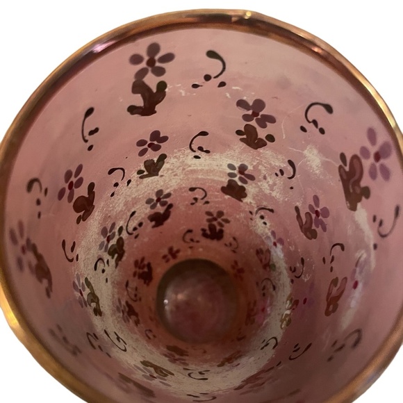 Vintage La Main Do'r Gold Gilt Enamel Hand Painted Pair Drinking Glasses - Picture 9 of 10